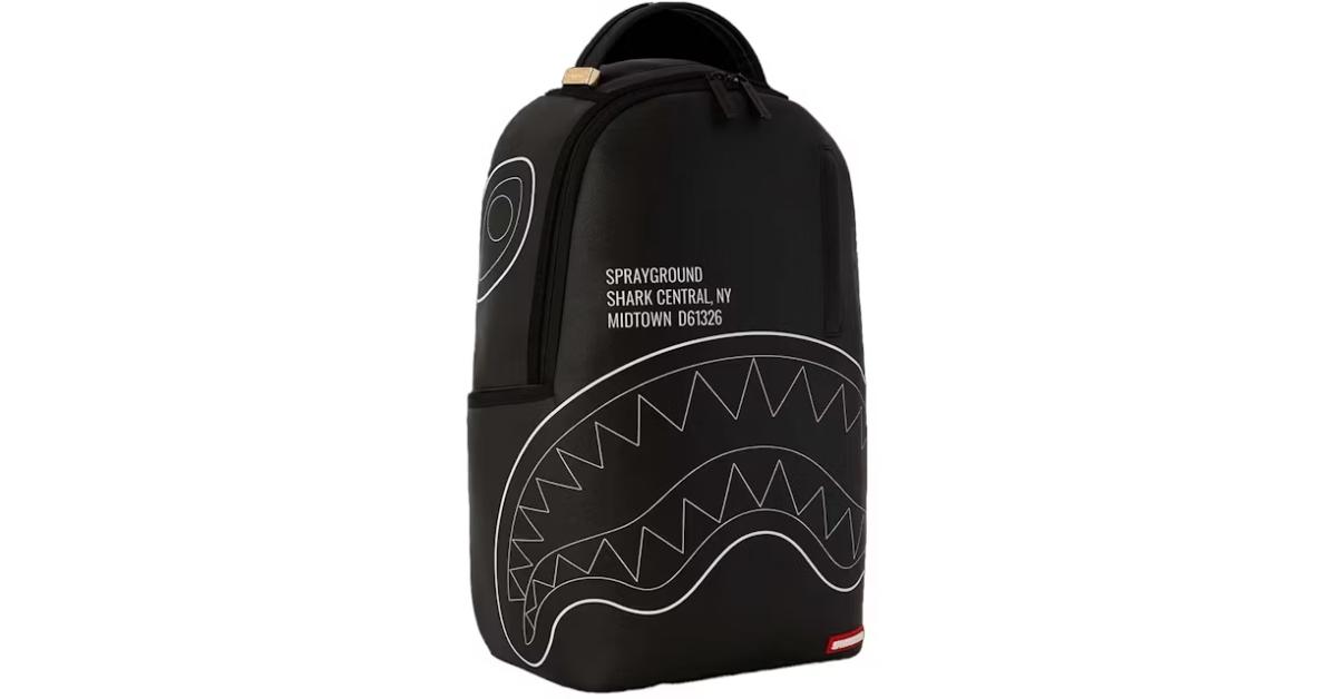 Sprayground Shark Central Black Outline DLXSV Backpack Black White