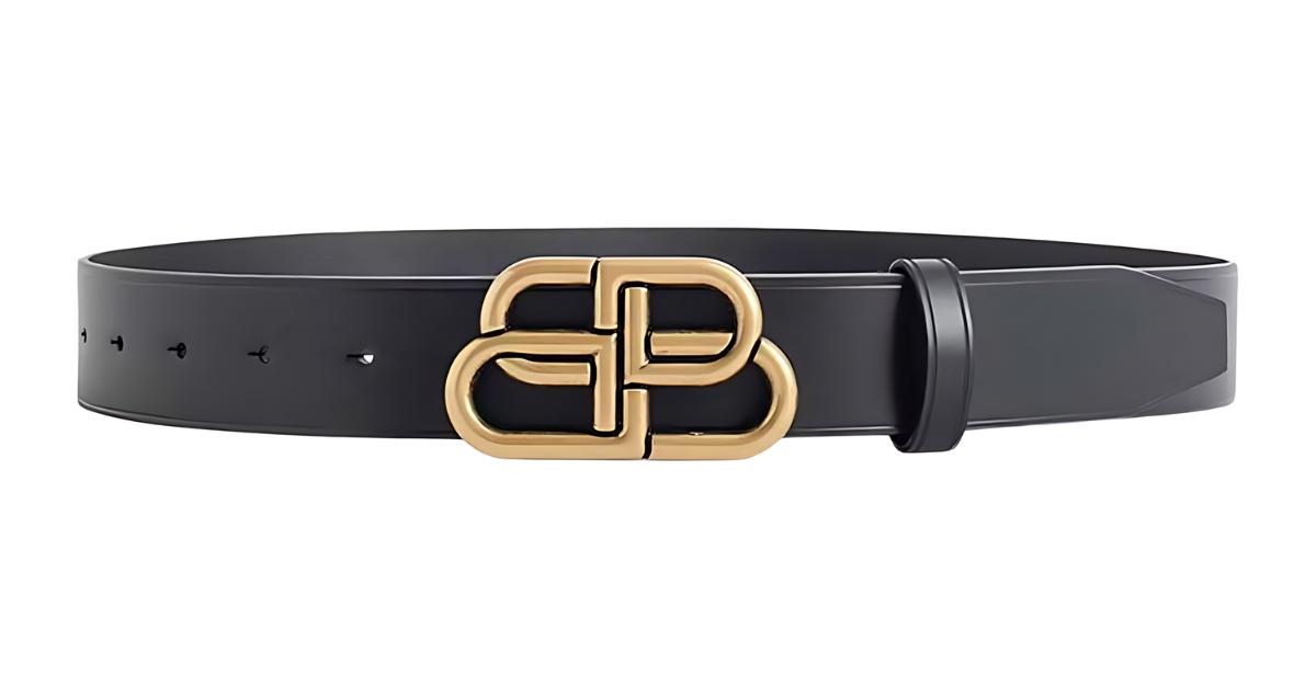 Balenciaga BB Large Belt Gold-tone Black