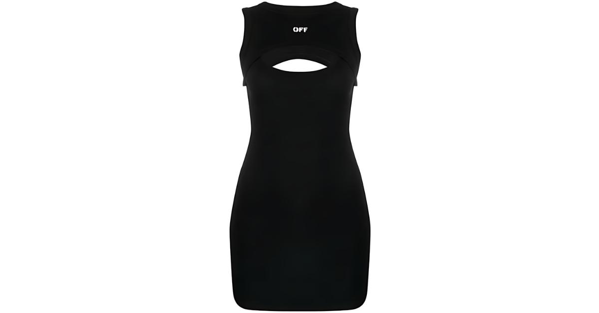 OFF-WHITE Off Stamp Ribbed Mini Dress Black