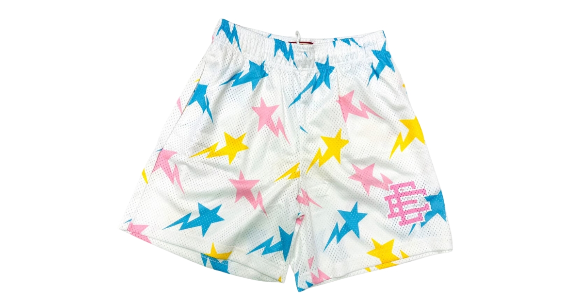 Eric Emanuel x BAPE EE Basic Short White/Yellow/Blue/Pink