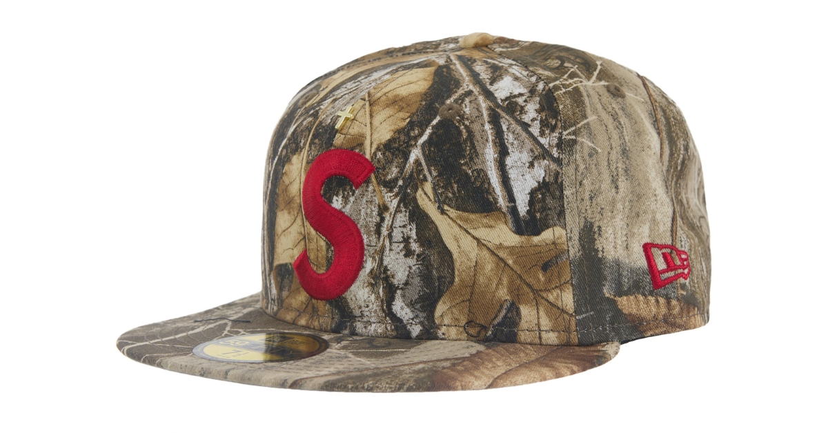 Supreme Gold Cross S Logo New Era Fitted Hat Realtree Camo