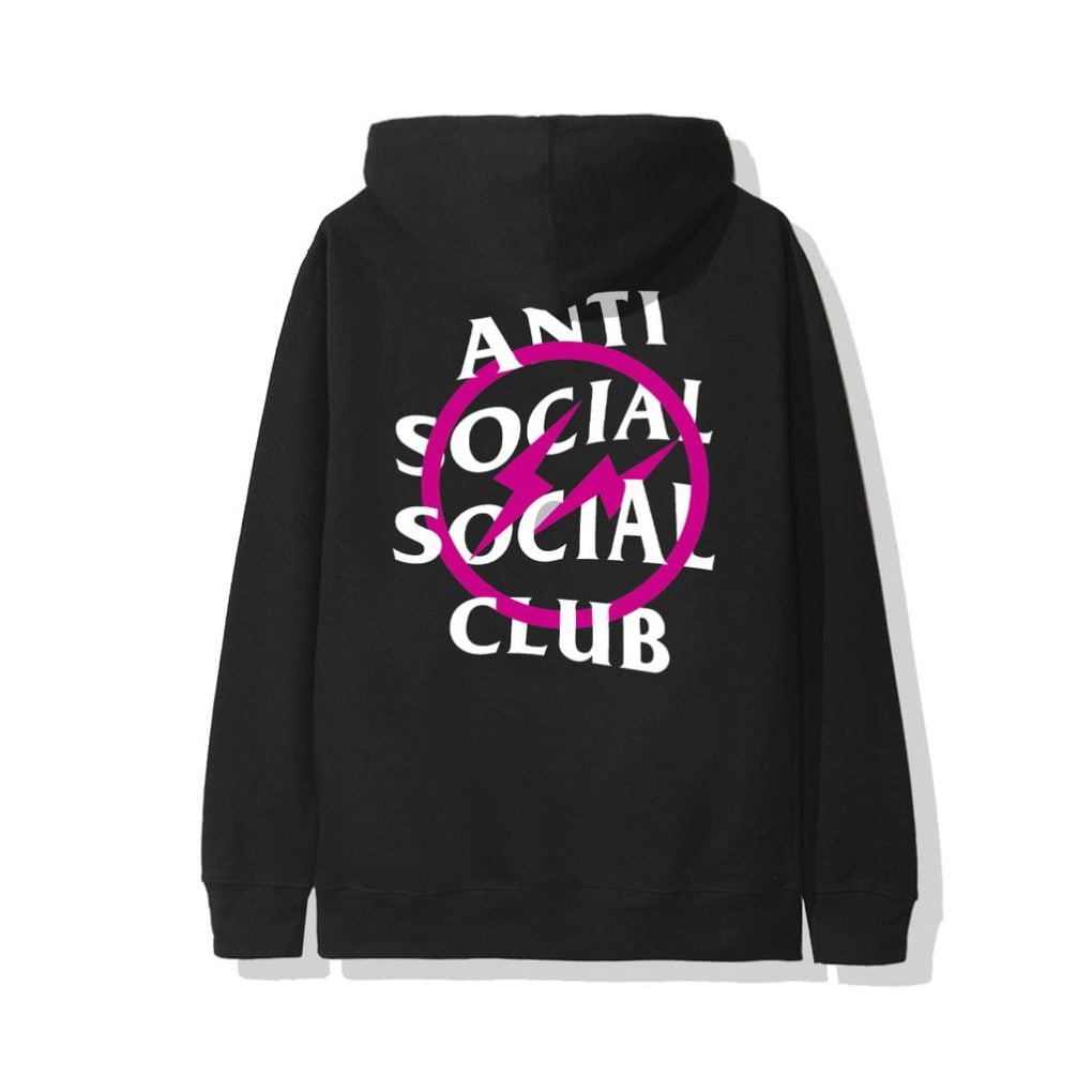 Anti Social Social Club x Fragment Pink Bolt Hoodie (FW19) Black - Ossloop