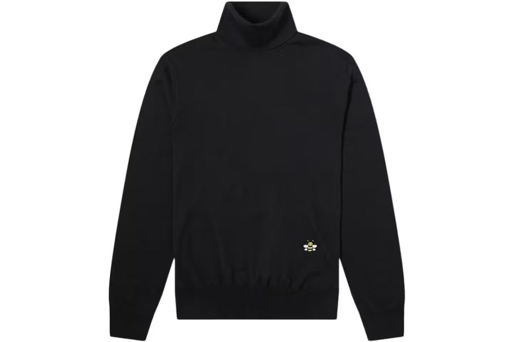 Dior x KAWS Bee Logo Turtleneck Wool Knit Sweater Black - Ossloop