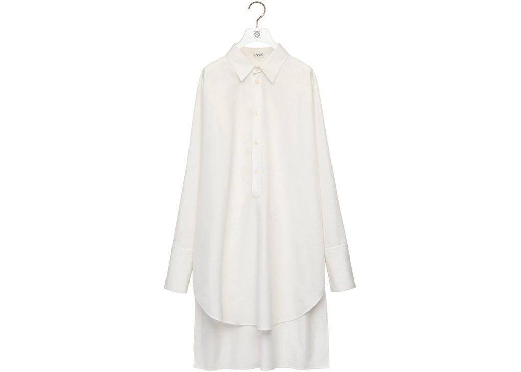 LOEWE Deconstructed Cotton Shirt Dress Optic White - Ossloop