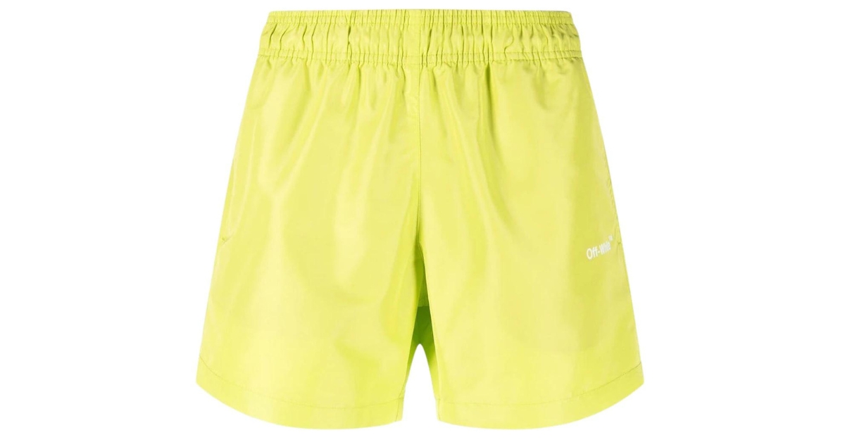OFF-WHITE Arrows Print Swim Shorts Lime Green